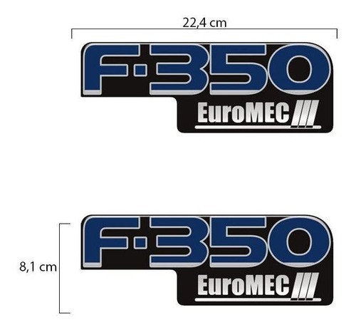 Par De Emblemas Ford F-350 Euromec III 2006/2014 Lateral Resinado