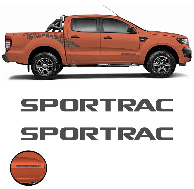 Par de Emblemas Sportrac Ford Ranger 2013/2022 Adesivo Grafite