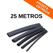 25 Metros - Espaguete Termo Retratil 0.8mm Preto 125°C 600V 2:1
