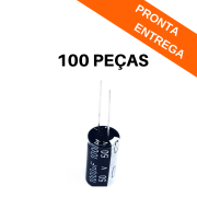 Kit 100 peças - Capacitor Eletrolítico 1000uF 50V (1000mF) 105ºC (13x25)