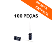 Kit 100 peças - Capacitor Eletrolítico 100uF 35v 105ºC (6x11) 