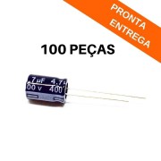 Kit 100 peças - Capacitor Eletrolítico 4.7uF 400v 105ºC (8x12) - Chong