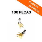 Kit 100 peças - Conector p/ Antena SMA Fêmea 90° 50R