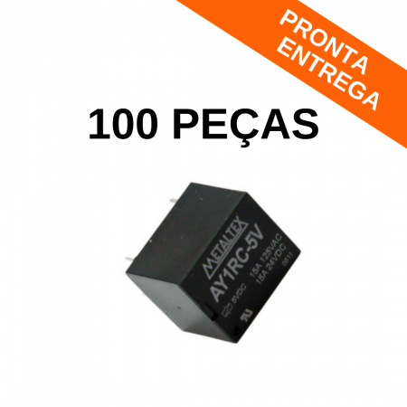 Kit 100 peças - Rele Miniatura 5V 15A 5 pinos - Metaltex (AY1RC-5V) *