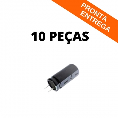 Kit 10 Peças - Capacitor Eletrolítico PTH 120uF 63V 105°C (12,5x12,5) - Pré Cortado
