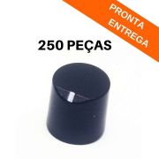 Kit 250 peças - Botão Knob Plástico Preto Pequeno sem Parafuso 14x14 - KN14 (KP-05-E)
