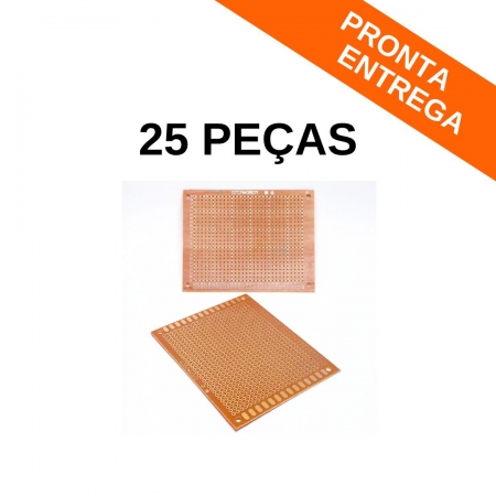 Kit 25 Peças - Placa de Circuito Impresso Fenolite 07cm x 09cm Universal P/ PCB (7x9)