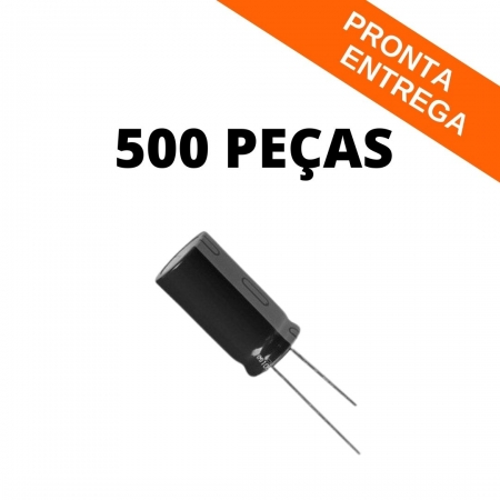 Kit 500 Peças - Capacitor Eletrolítico PTH 100uF 16V 105°C (5x11) -Chong