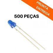 Kit 500 peças - Led Difuso Azul 3mm - 1.000 MCD