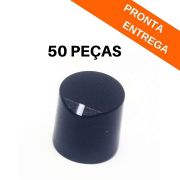 Kit 50 peças - Botão Knob Plástico Preto Pequeno sem Parafuso 14x14 - KN14 (KP-05-E)