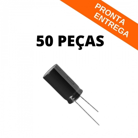 Kit 50 Peças - Capacitor Eletrolítico PTH 100uF 16V 105°C (5x11) -Chong