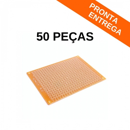 Kit 50 Peças - Placa de Circuito Impresso Fenolite 05cm x 07cm Universal P/ PCB (5x7)