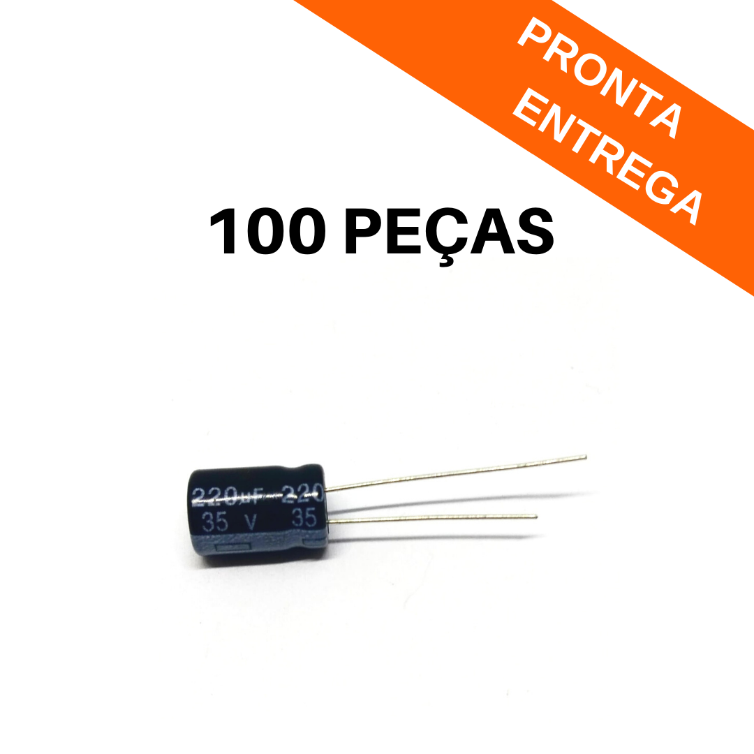 Kit 100 peças - Capacitor Eletrolítico 220uF 35v 105ºC - Chong