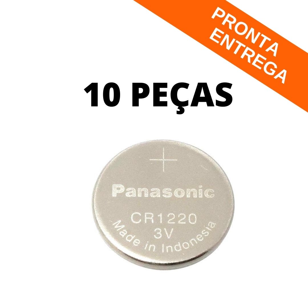 Kit 10 Peças - Bateria De LItio 3v 35mA CR1220 (Panasonic) *