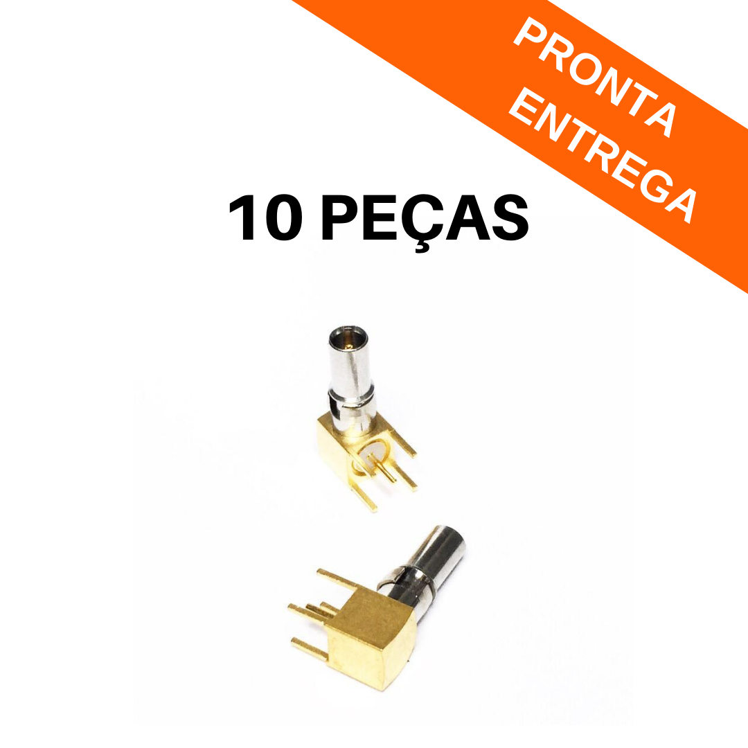 Kit 10 peças - Conector p/ Antena SMA Fêmea 90° 50R