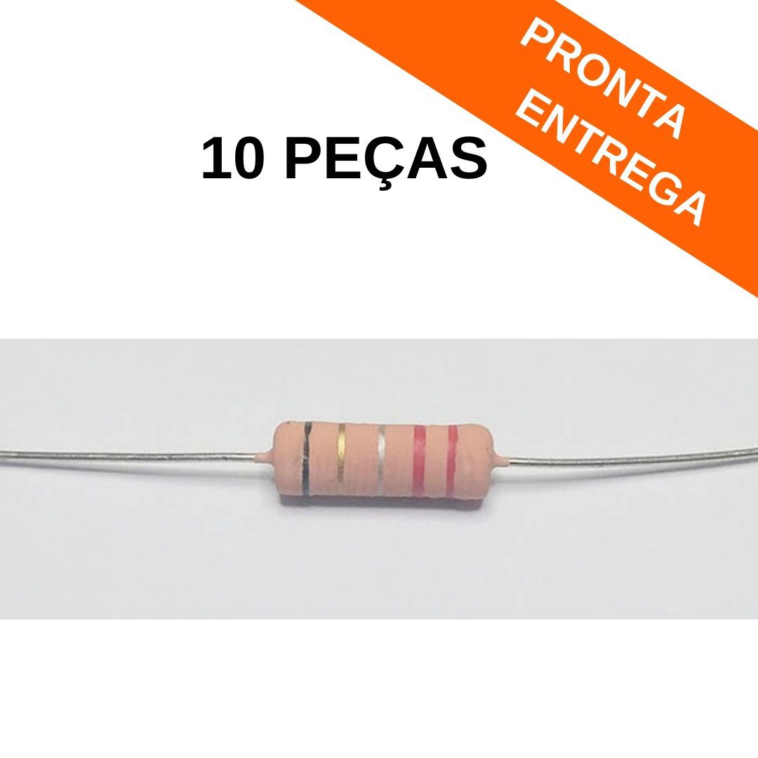 Kit 10 peças - Resistor de fio 0R22 5W 5% - (0,22R)