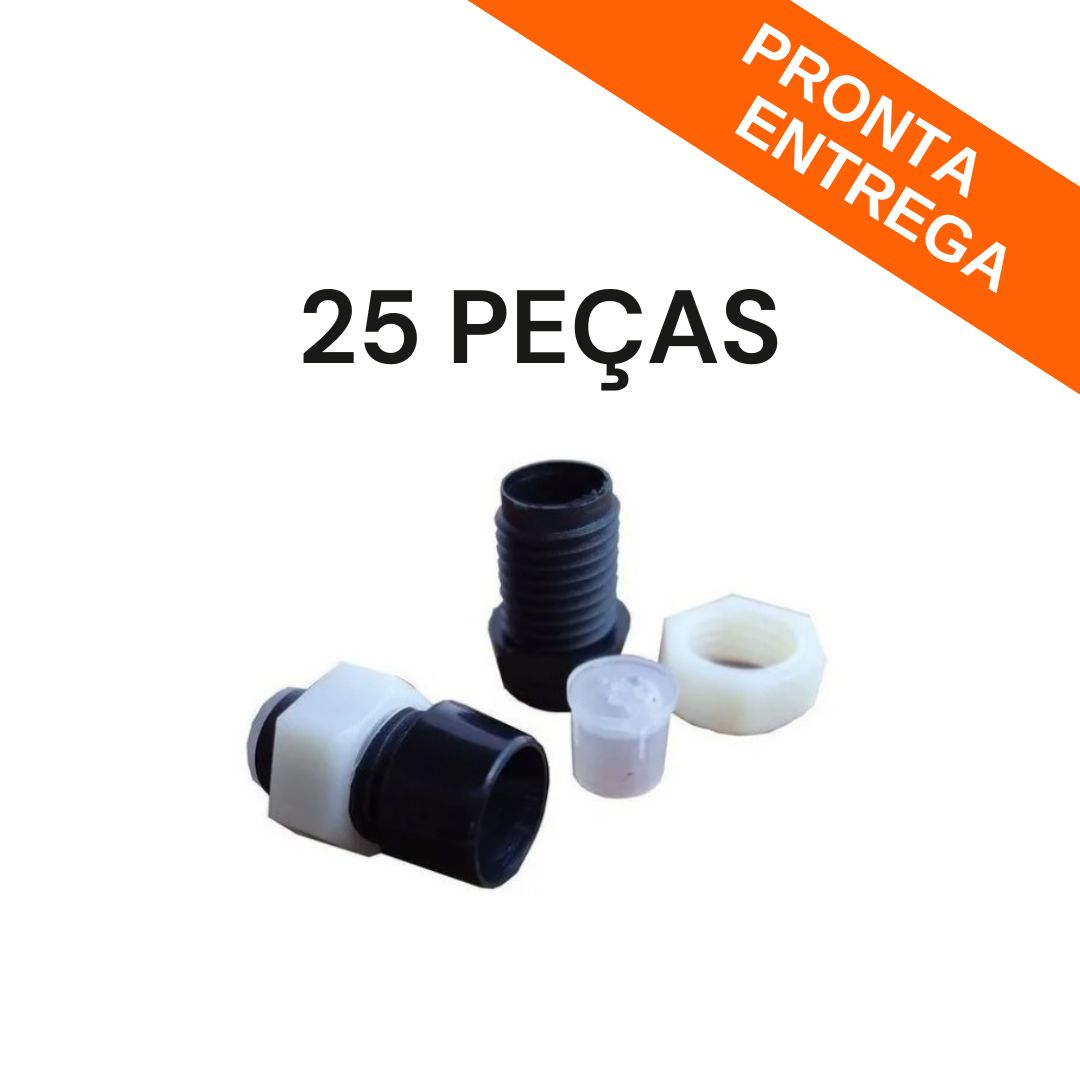 Kit 25 Peças - Suporte para LED 5mm Preto com Rosca