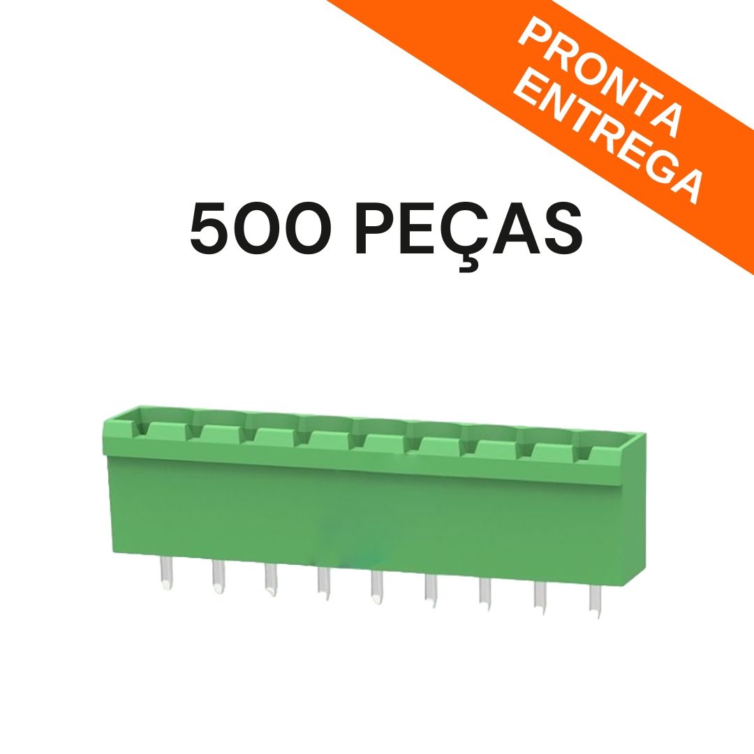 Kit 500 Peças - Conector Borne 9 Vias 180° Verde KRE / KRA 2EDGVC-5.08 Aberto