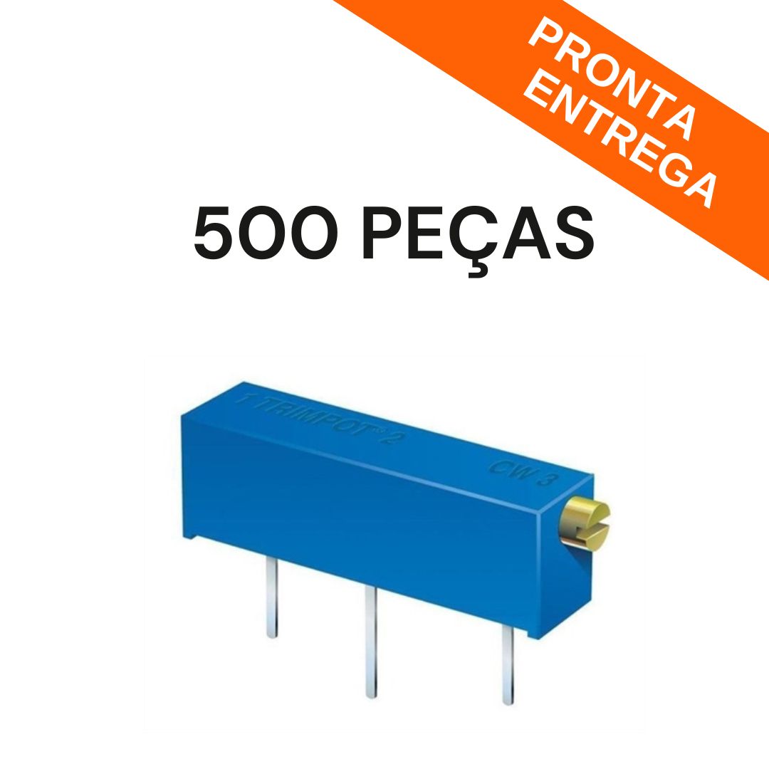 Kit 500 Peças - Trimpot 200K 3006P 15 Voltas Horizontal Ohm