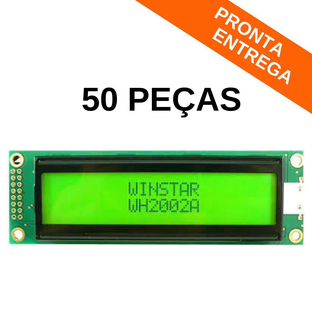 Kit 50 peças - Display LCD 20x02 Verde com Backlight (WH2002A-YYH-JT)
