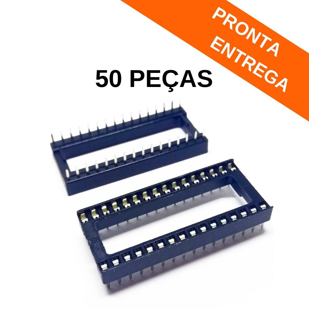 Kit 50 peças - Soquete Estampado MAC32 32 pinos DIP - PTH (largo)