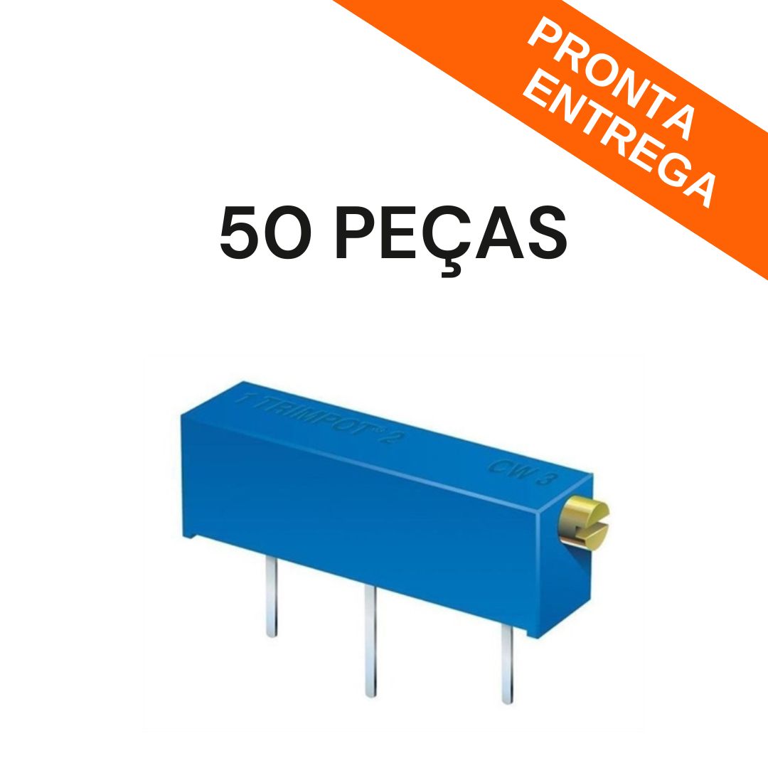 Kit 50 Peças - Trimpot 200K 3006P 15 Voltas Horizontal Ohm
