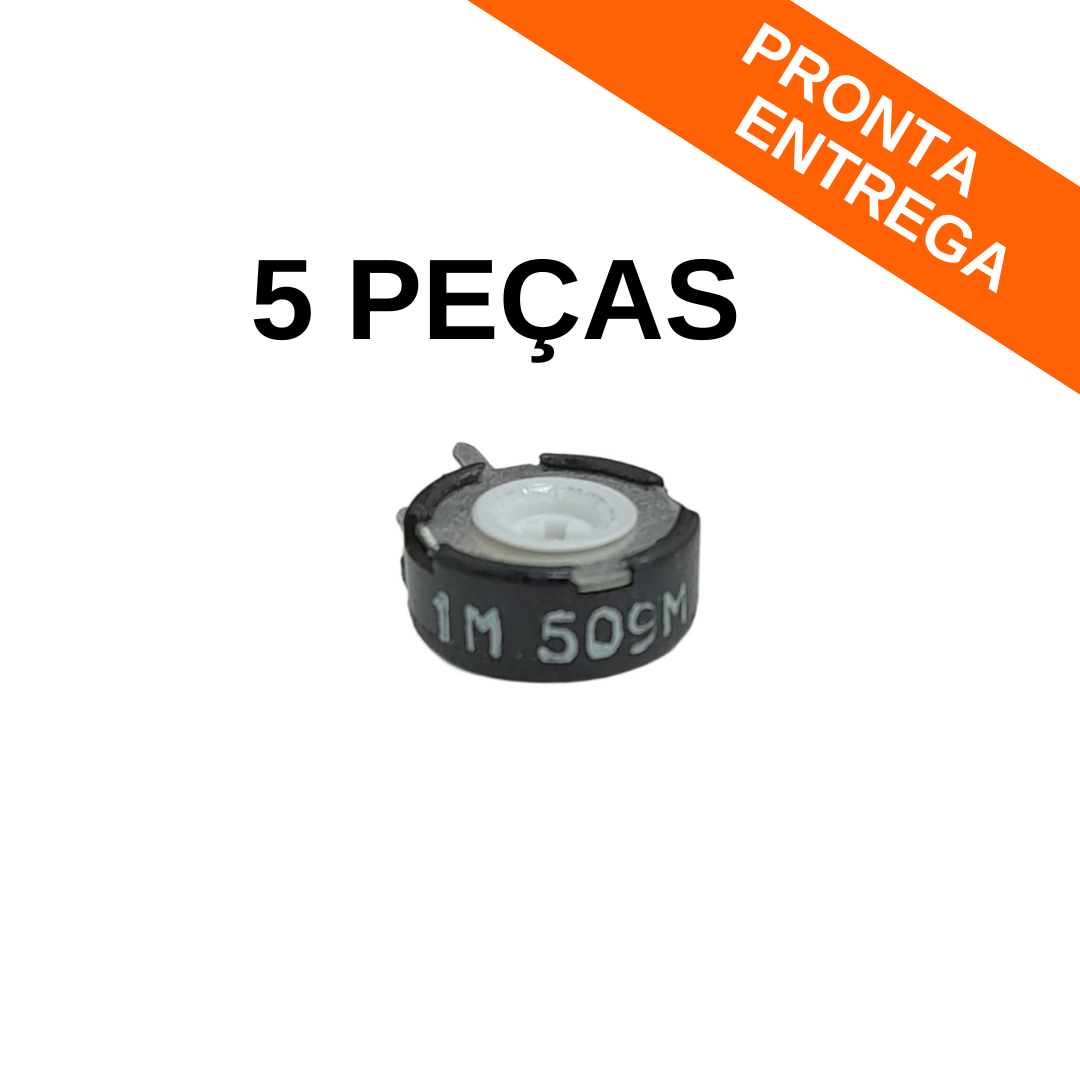 Kit 5 Peças - Trimpot 1M 150mW 20% Vertical 3 Terminais (PT10KH01-105A2020S)