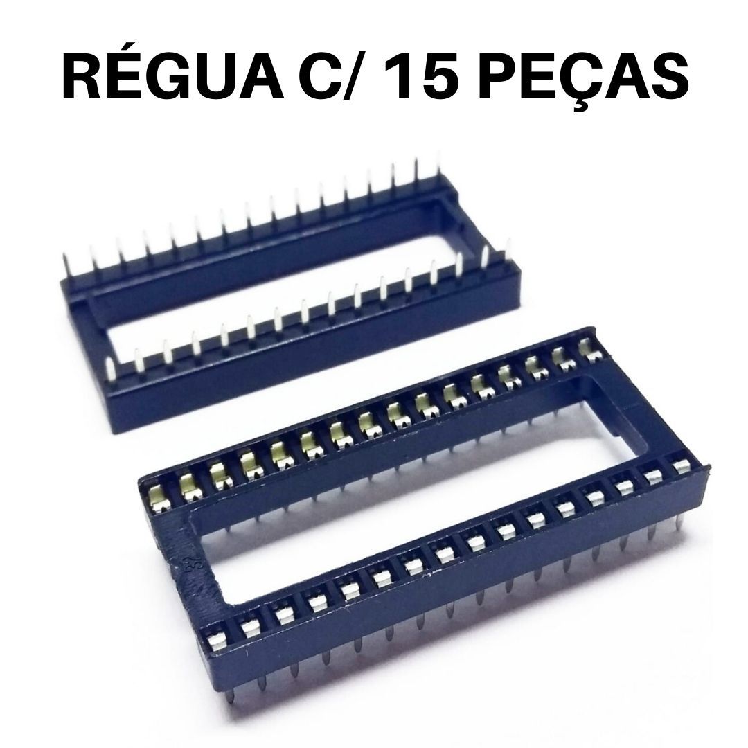 Régua 15 peças - Soquete Estampado MAC32 32 pinos DIP - PTH (largo)