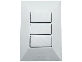 Interruptor Simples 3 Teclas 10A Com Placa Espelho Branco Linha Dubai Bivolt 127v e 250v