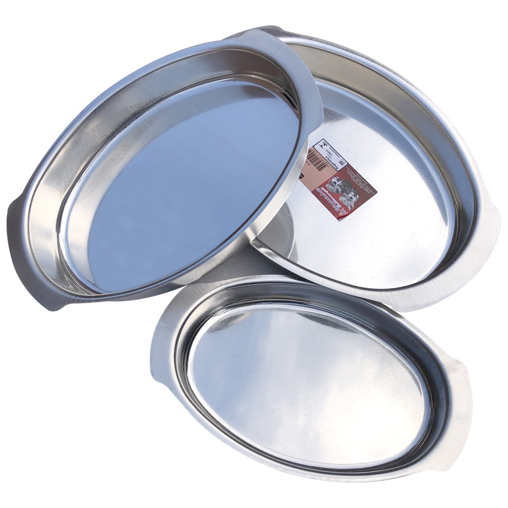 Kit 3 Assadeiras Formas Oblonga Oval Para Bolo Torta Peixe Pavê Doces em Alumínio 3 Tamanhos
