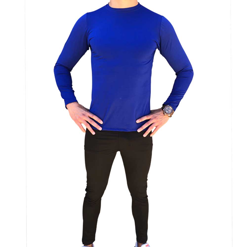 Camiseta Térmica Azul Segunda Pele + Calça Térmica Preta Segunda Pele
