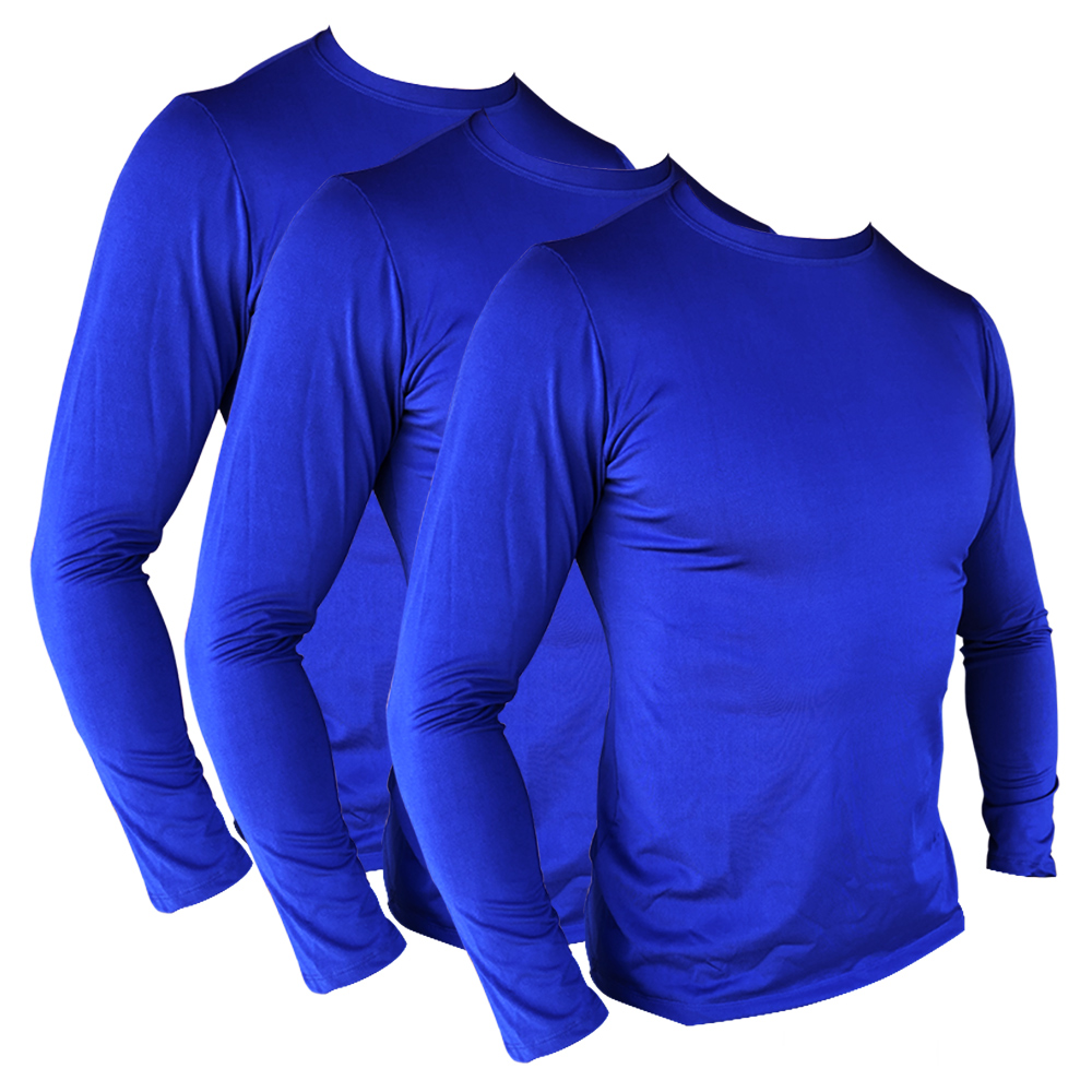 Kit 3 Camiseta Azul Segunda Pele Térmica Motoqueiro Motociclista Ciclista Natação Treino Corrida