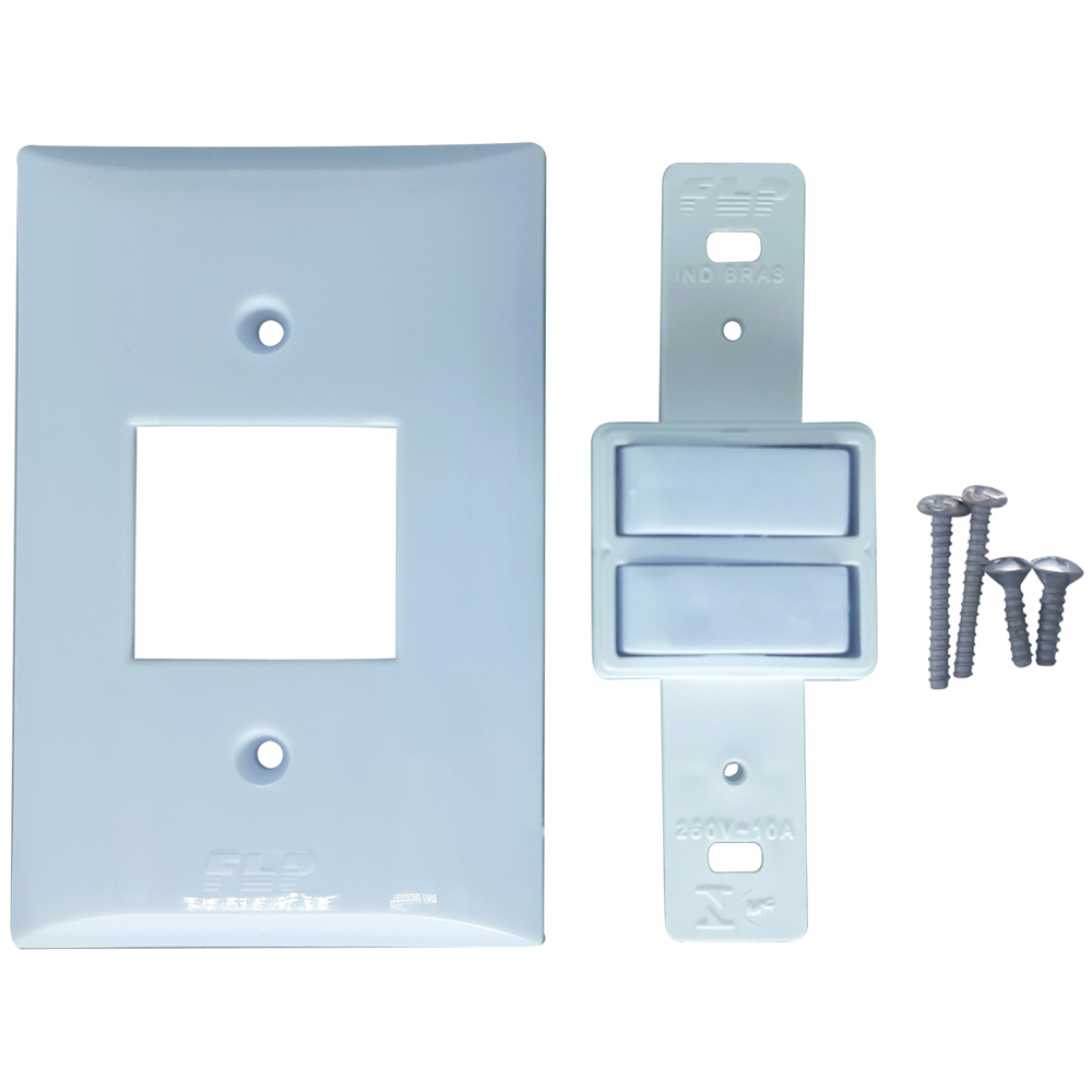 Kit 5 Tomadas Simples 2p+t 10A  + Kit 5 Interruptores Simples 2 Teclas Com Espelho Branco Bivolt 127V e 250V