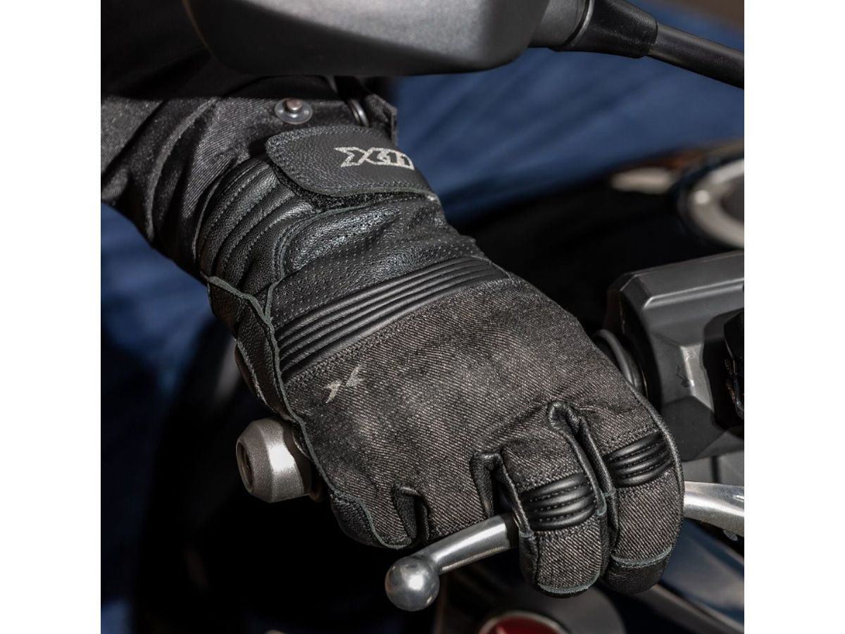 Luva X11 Urban Cano Curto em Jeans e Couro Com Proteção Motociclista Motoqueiro