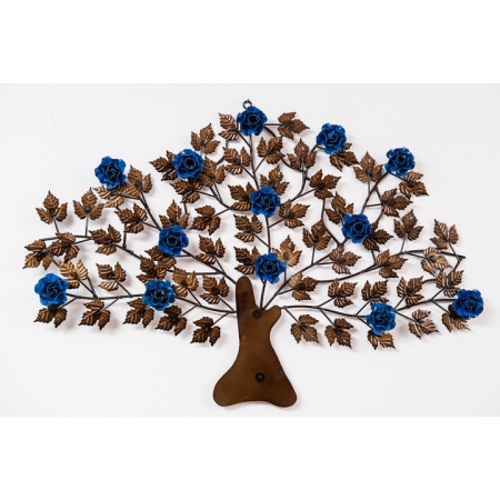 Árvore da Vida Decorativa para Parede com Flores Azuis