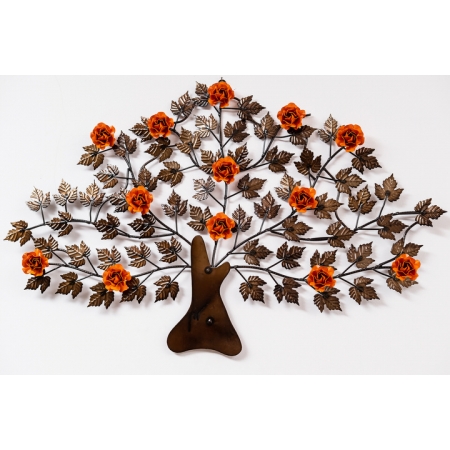 Árvore da Vida Decorativa para Parede com Flores Laranja