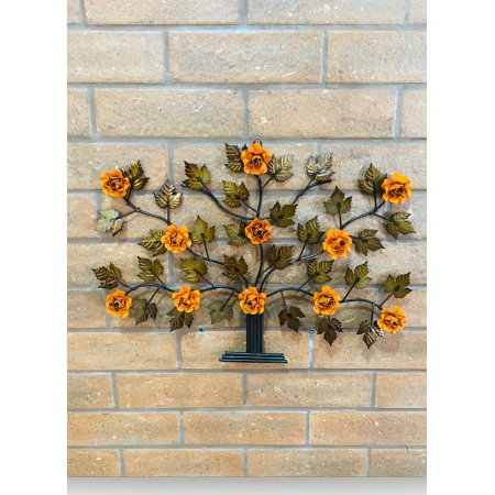 Mini Árvore da Vida Decorativa com Flores Laranja - 39 x 55cm