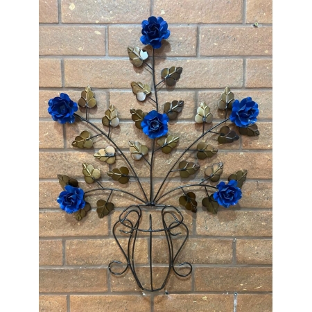 Moldura em Forma de Vaso de Flores Azuis