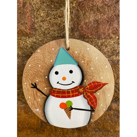 Placa Redonda de Natal - Flocos de Alegria - Frosty
