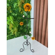 Porta Papel Higiênico em Ferro com Flores Mostardas - 67 x 22 cm