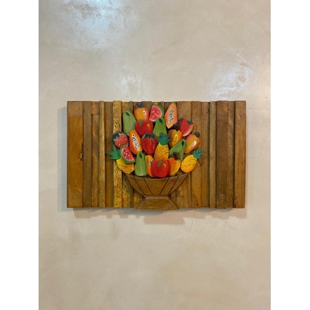 Quadro de Madeira com Misto de Frutas - 50 x 30 cm