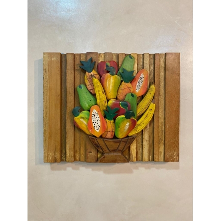 Quadro de Madeira com Misto de Frutas - 55 x 40 cm