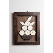 Quadro em Madeira Rústico - Flores Brancas