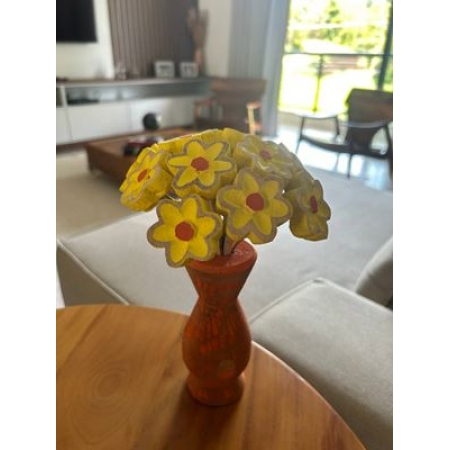 Vaso de Flores em Madeira Jardim da Vida - Amarelas