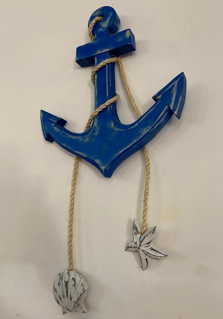 Âncora Decorativa em Madeira - Azul