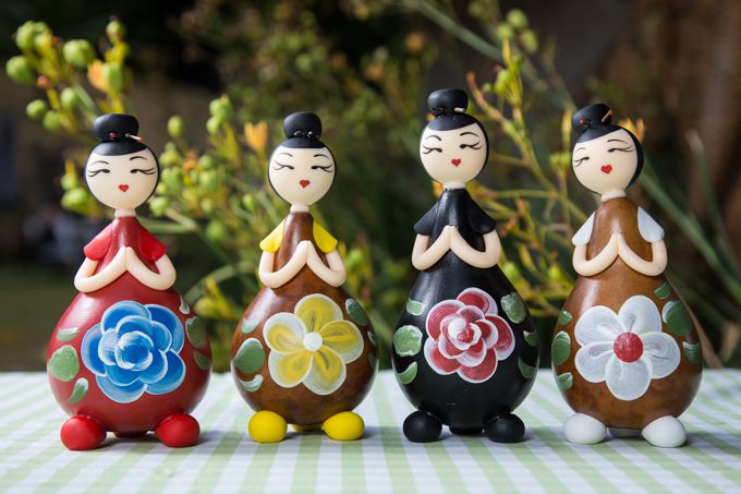 Boneca decorativa em cabaça japonesa coque unidade