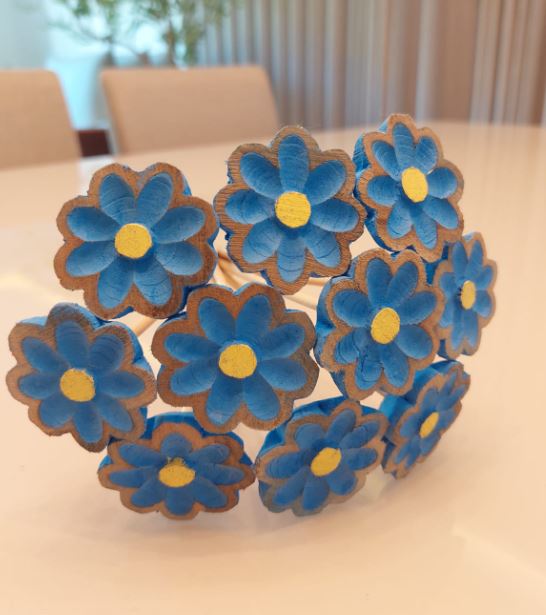 Buquê de Flores em Madeira - Azul
