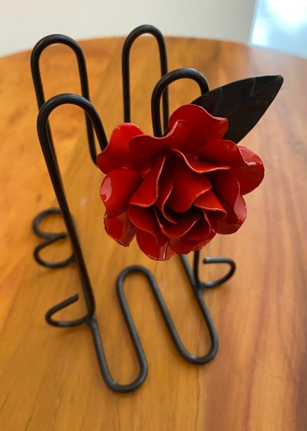 Kit Porta Guardanapo em Ferro - Flor Vermelha