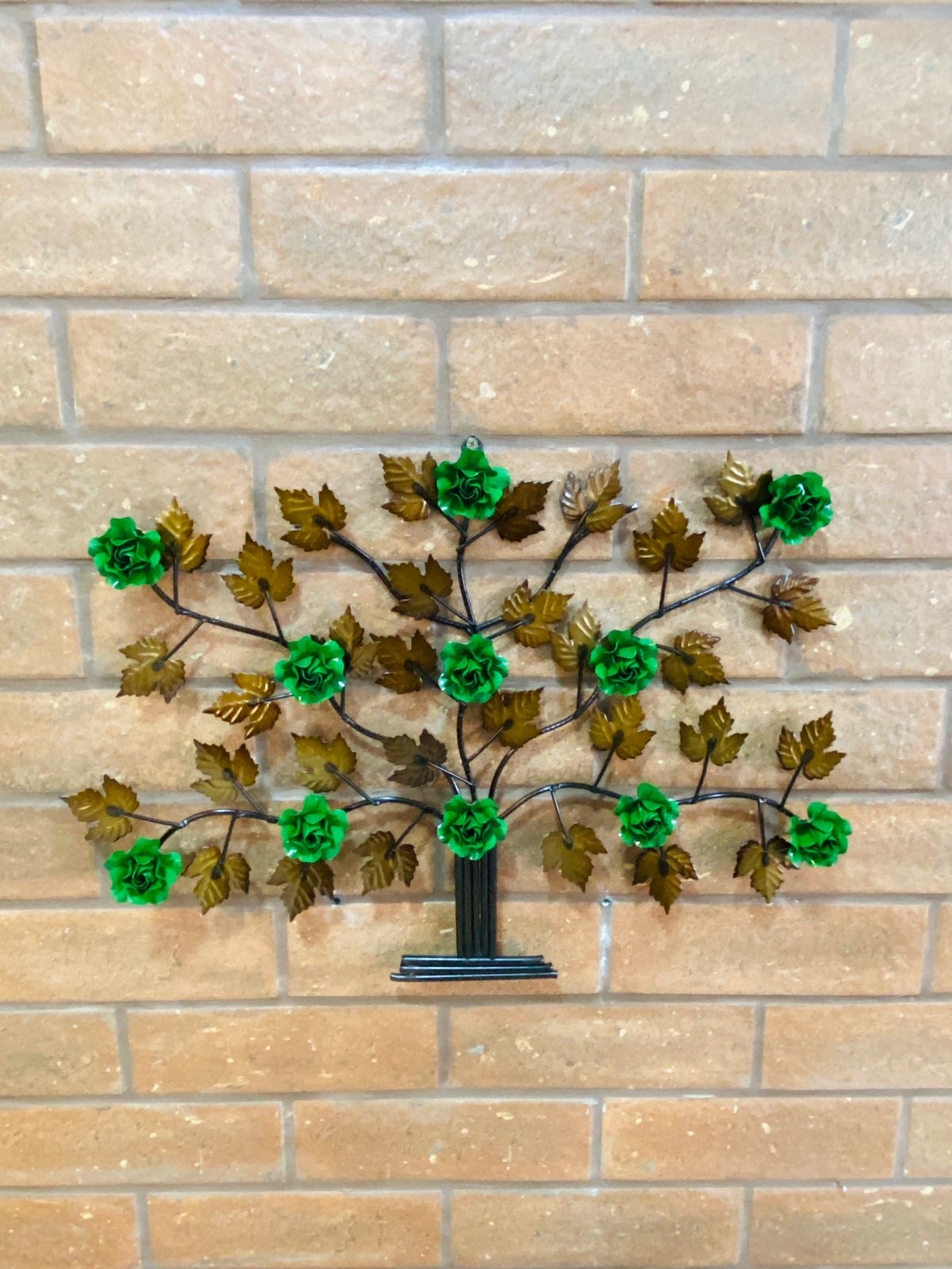 Mini Árvore da Vida Decorativa com Flores Verde - 39 x 55cm