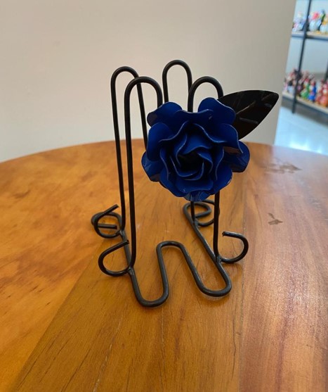 Porta Guardanapo em Ferro - Flor Azul